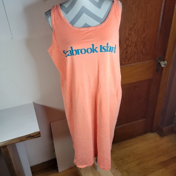 Womans Anvil Swimsuit Coverup/Tank Dress Sea Seabrook Island Coral One Size - Picture 2 of 6